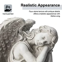 Glitzhome 15" MGO Sleeping Angel Garden Statue Outdoor Figurine