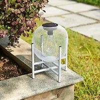 Glitzhome 11.5" White Metal Solar Decorative Lantern