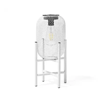 Glitzhome 14.25" White Metal Solar Decorative Lantern