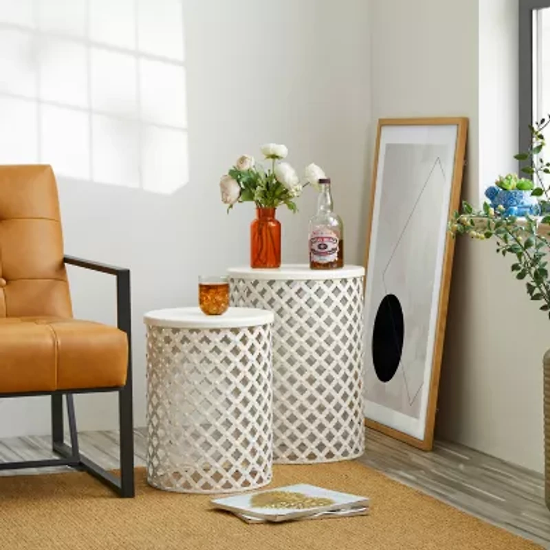 Glitzhome 2-pc. Patio Garden Metal Stool