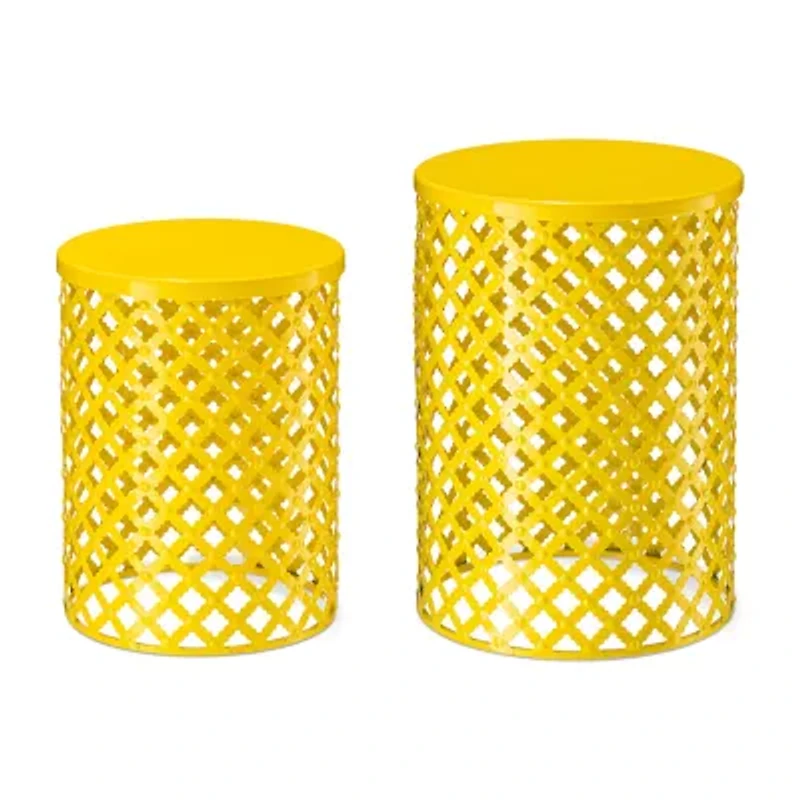 Glitzhome 2-pc. Patio Garden Metal Stool