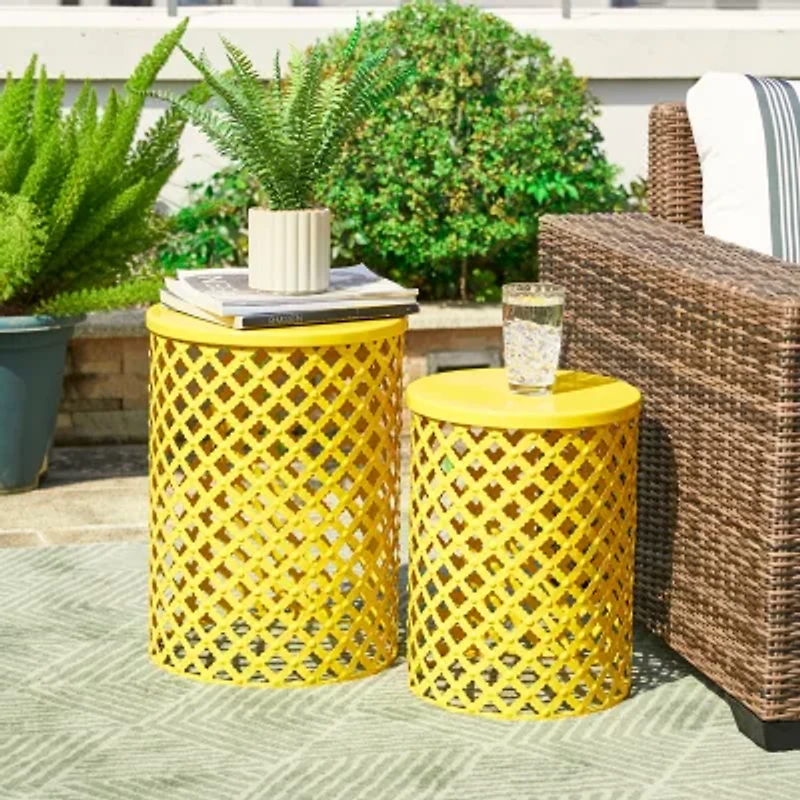 Glitzhome 2-pc. Patio Garden Metal Stool