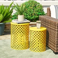 Glitzhome 2-pc. Patio Garden Metal Stool