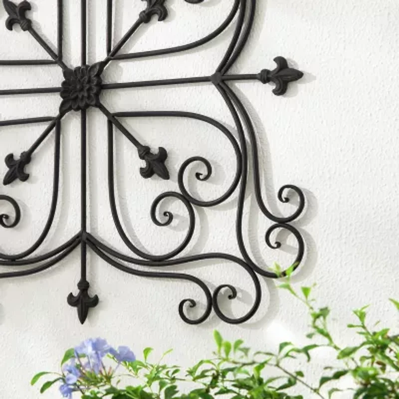 Glitzhome 23.5" Iron Floral Garden Wall Sign