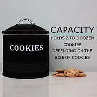 Blue Donuts Tin Black Cookie Jar Canister