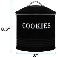 Blue Donuts Tin Black Cookie Jar Canister