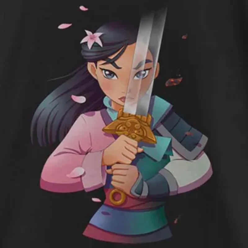 Disney Little & Big Girls Mulan Portrait Crew Neck Short Sleeve Graphic T-Shirt