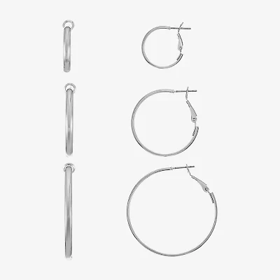 Liz Claiborne Hoop Womens Surgical Steel Hypoallergenic 3 Pair Earring Set