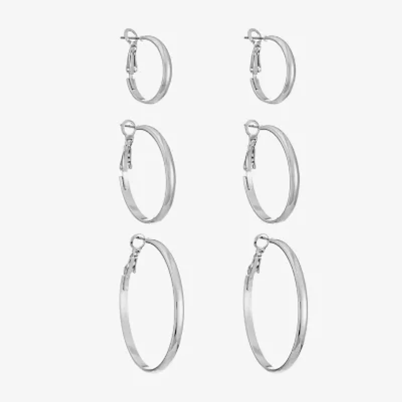 Liz Claiborne Hoop Womens Surgical Steel Hypoallergenic 3 Pair Earring Set