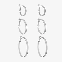 Liz Claiborne Hoop Womens Surgical Steel Hypoallergenic 3 Pair Earring Set