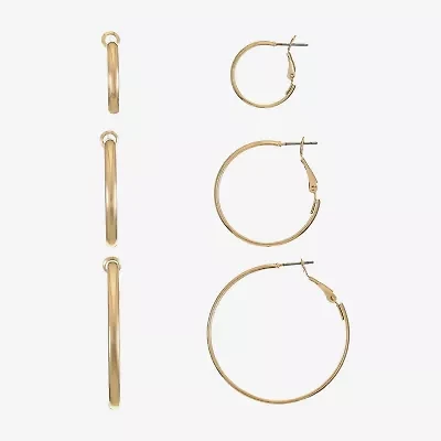 Liz Claiborne Hoop Womens Surgical Steel Hypoallergenic 3 Pair Earring Set