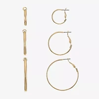 Liz Claiborne Hoop Womens Surgical Steel Hypoallergenic 3 Pair Earring Set