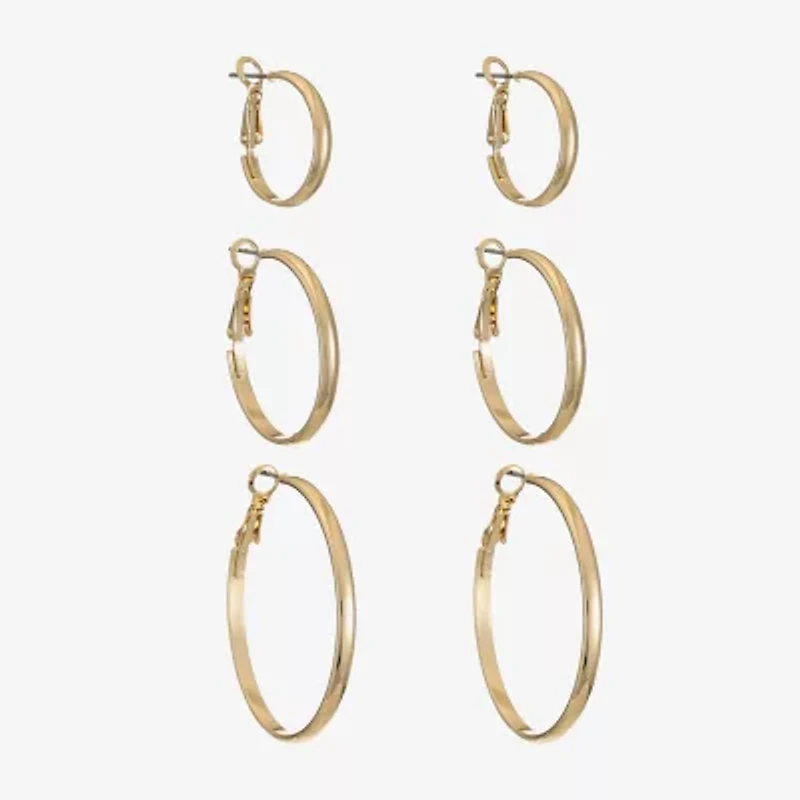 Liz Claiborne Hoop Womens Surgical Steel Hypoallergenic 3 Pair Earring Set