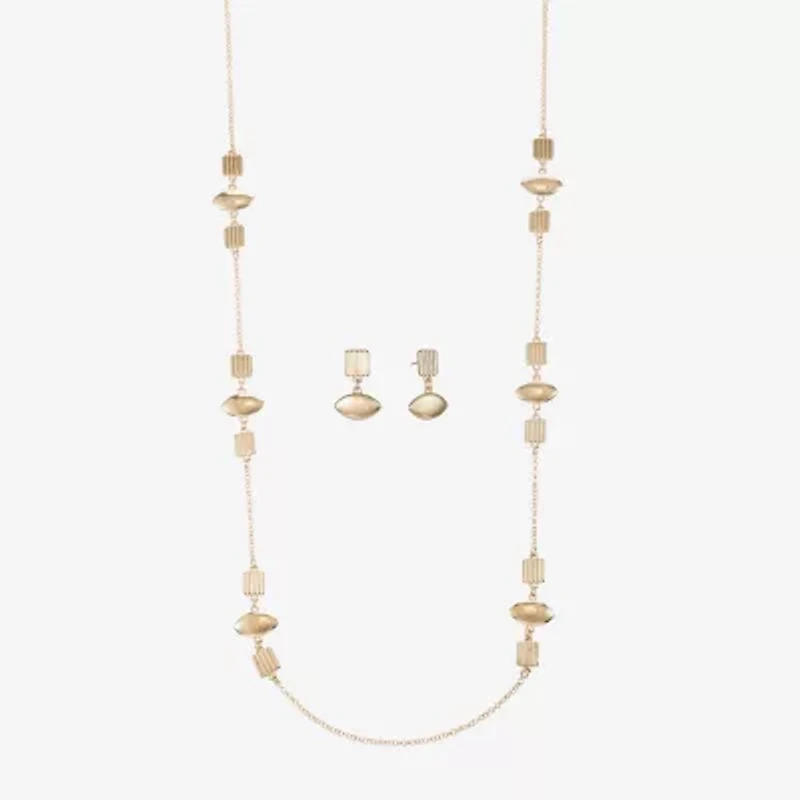 Liz Claiborne Station Necklace And Drop Earring Womens Hypoallergenic 2-pc. Jewelry Set