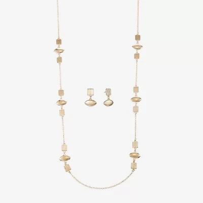 Liz Claiborne Station Necklace And Drop Earring Womens Hypoallergenic 2-pc. Jewelry Set