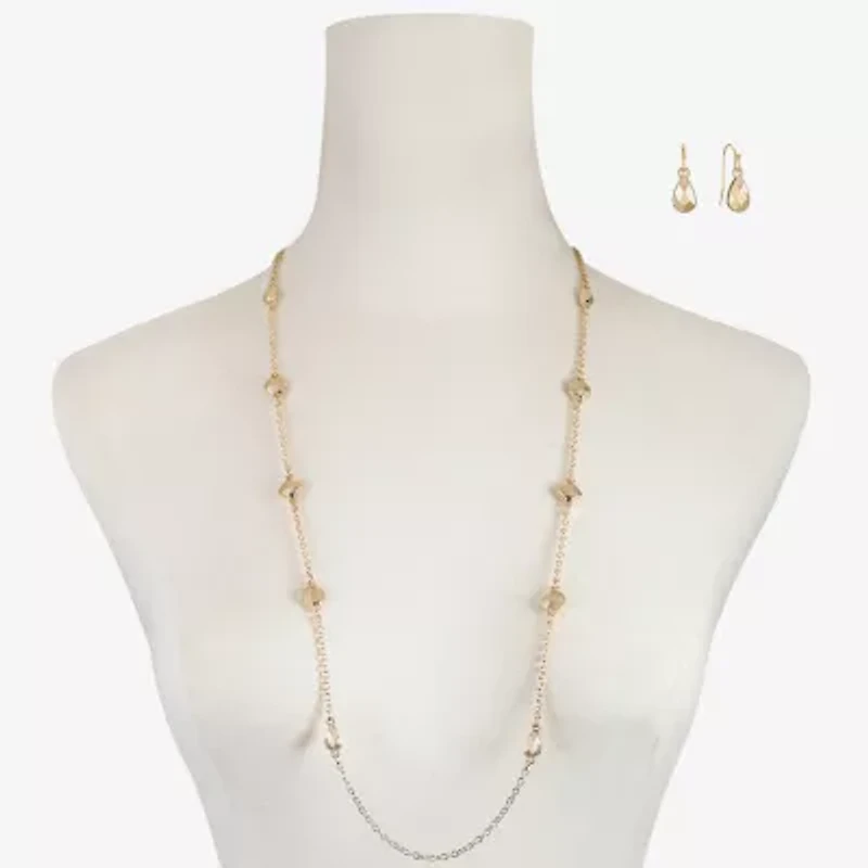 Liz Claiborne Station Necklace And Drop Earring Womens 2-pc. Jewelry Set