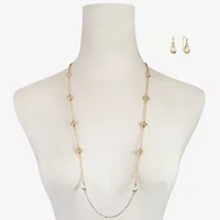 Liz Claiborne Station Necklace And Drop Earring Womens 2-pc. Jewelry Set
