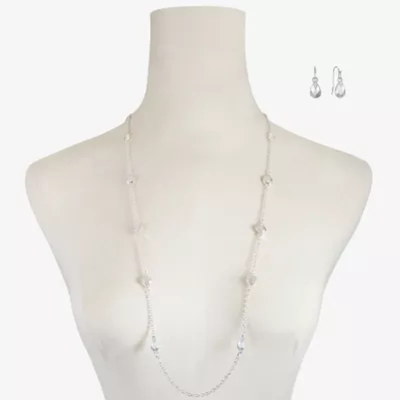 Liz Claiborne Station Necklace And Drop Earring Womens 2-pc. Jewelry Set