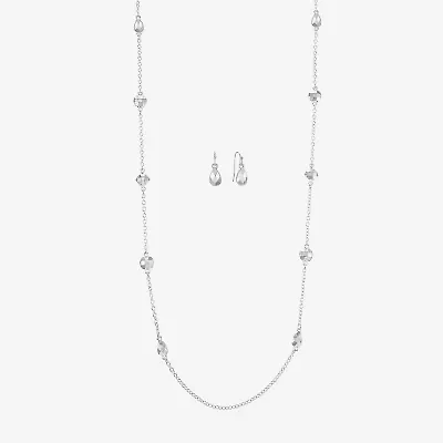 Liz Claiborne Station Necklace And Drop Earring Womens 2-pc. Jewelry Set
