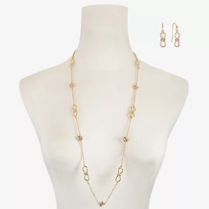 Liz Claiborne Station Necklace And Drop Earring Womens 2-pc. Jewelry Set