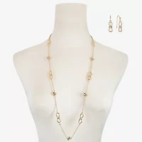 Liz Claiborne Station Necklace And Drop Earring Womens 2-pc. Jewelry Set