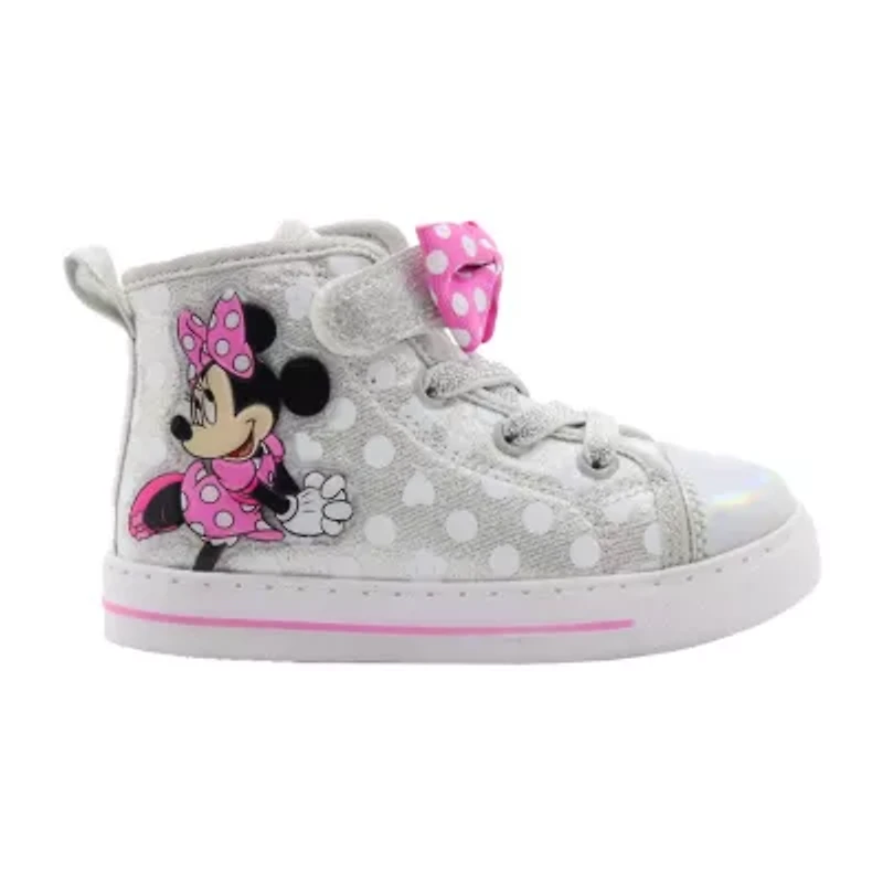Disney Minnie High Top Girls Round Closed Toe Slip-On Shoe