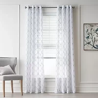 Regal Home Bayview Grommet Top Embroidered Sheer Single Curtain Panel