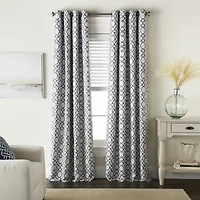 Max Blackout Campbell Geo Jacquard Grommet Top Energy Saving 100% Single Curtain Panel