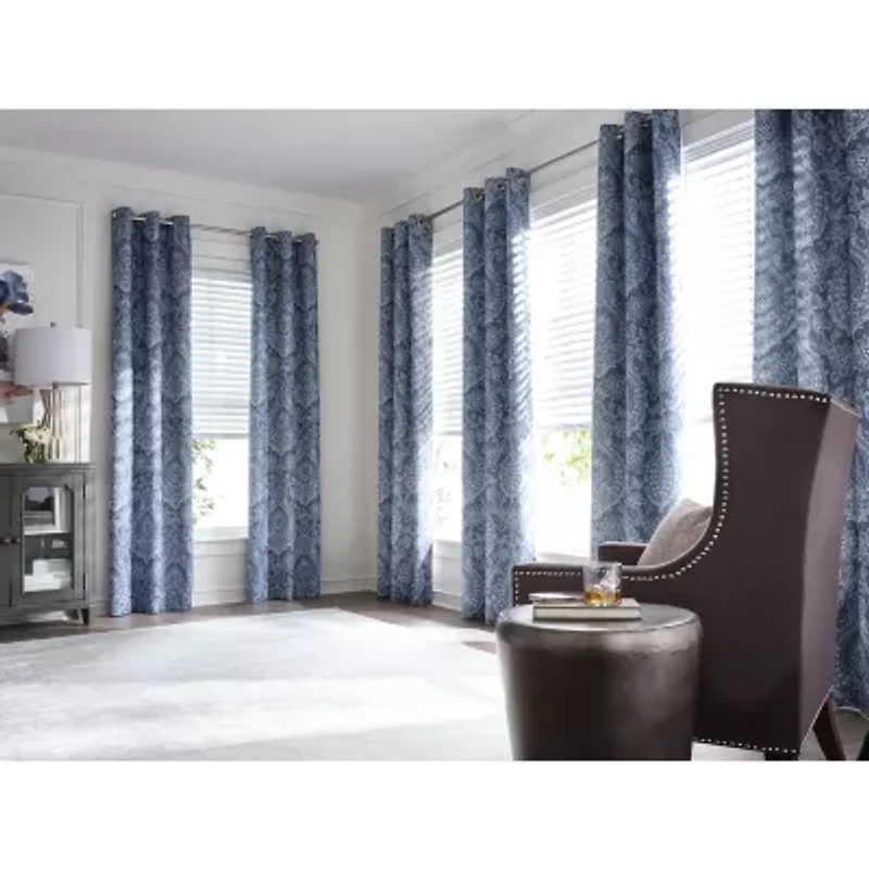 Broadhaven Geneva Print Grommet Top Blackout Single Curtain Panel