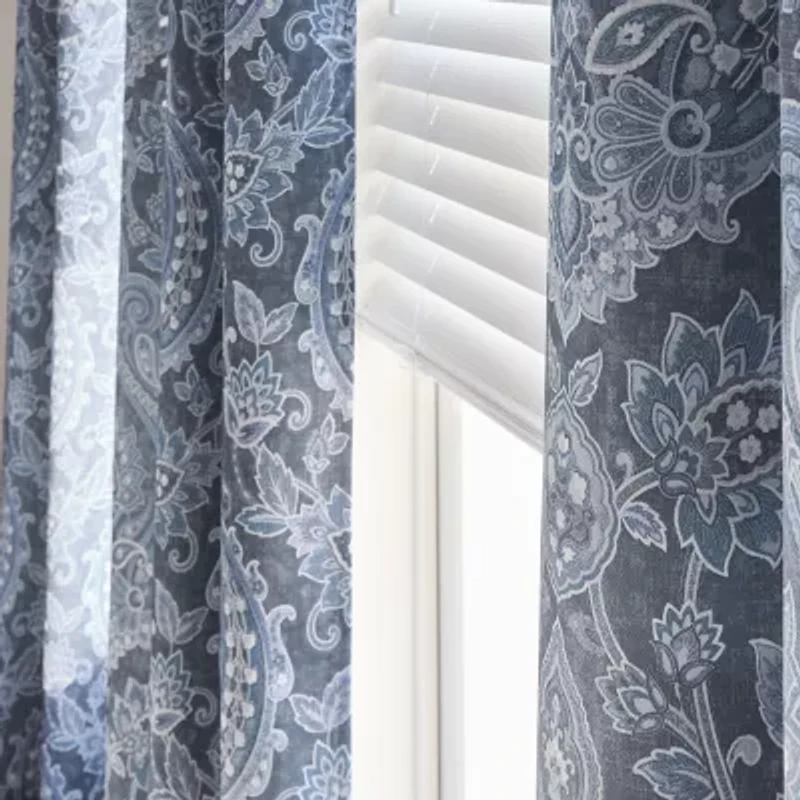 Broadhaven Geneva Print Grommet Top Blackout Single Curtain Panel