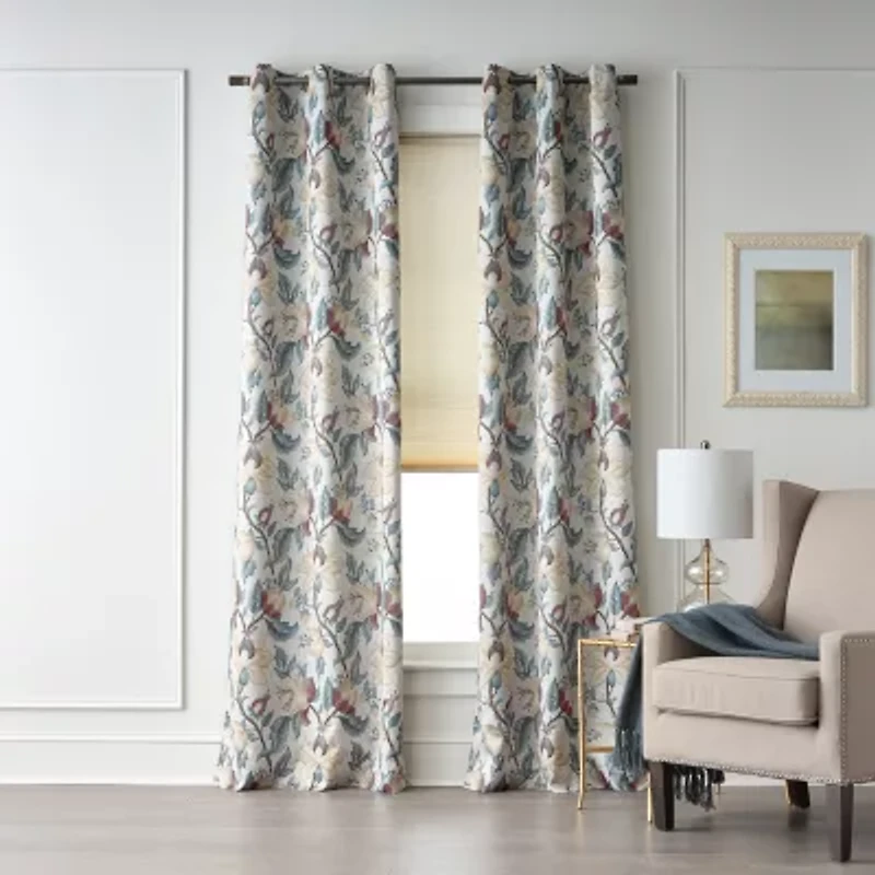 Broadhaven Geneva Print Grommet Top Blackout Single Curtain Panel