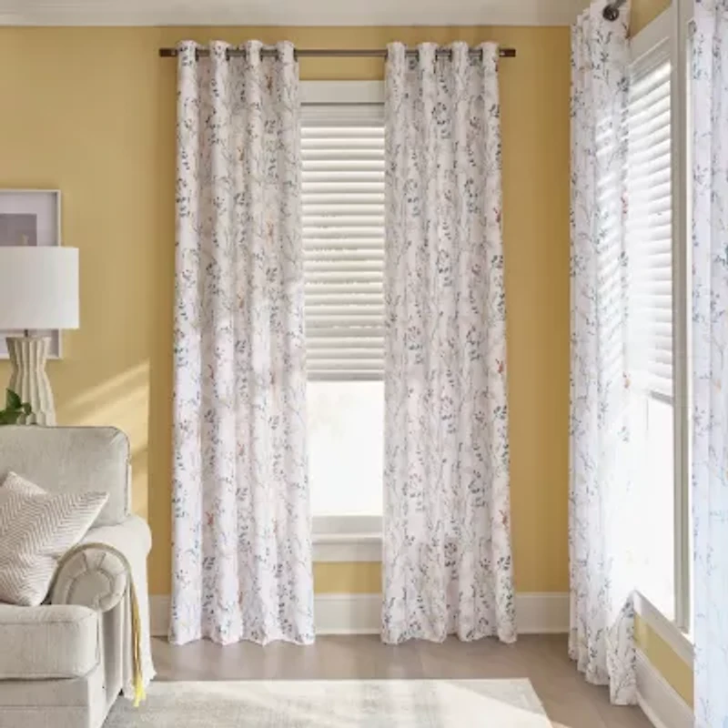Fieldcrest Catalina Print Grommet Top Light-Filtering Single Curtain Panel