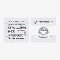 (I / Si2) Womens 2 3/4 CT. T.W. Lab Grown White Diamond 10K Gold Round Side Stone Halo Bridal Set