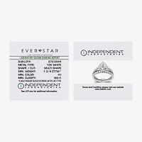 (H-I / Si2-I1) Womens 1 3/4 CT. T.W. Lab Grown White Diamond 10K Gold Pear Side Stone Halo Bridal Set