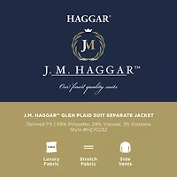 Haggar JMH Tailored Glen Plaid Mens Stretch Fabric Modern Fit Suit Jacket