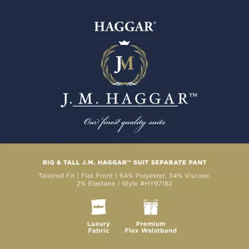 Haggar JMH Tailored Mens Big and Tall Stretch Fabric Classic Fit Flat Front Suit Pant
