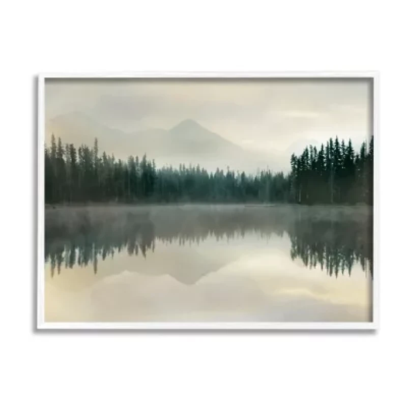 Stupell Industries Foggy Lake Forest Landscape Framed Print