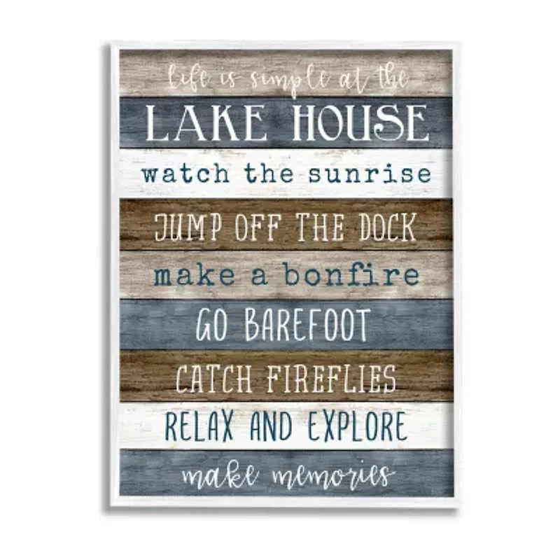 Stupell Industries Life Is Simple Lake House List Framed Print