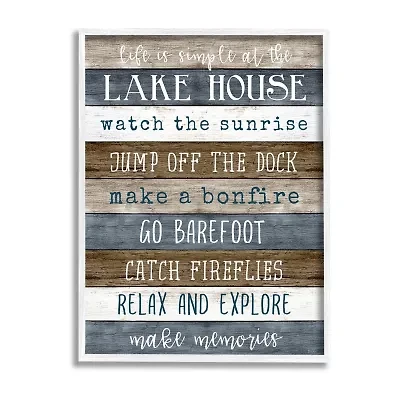 Stupell Industries Life Is Simple Lake House List Framed Print