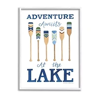 Stupell Industries Adventure Awaits At Lake Oars Phrase Framed Print