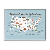 Stupell Industries National Parks Adventures Usa Map Framed Print