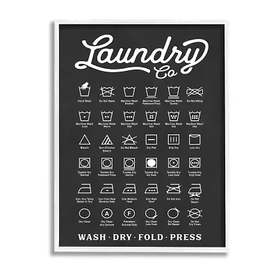 Stupell Industries Laundry Business Symbols Chart Framed Print