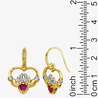 Heart-Shaped Lab-Created Ruby and Diamond-Accent Claddagh Earrings