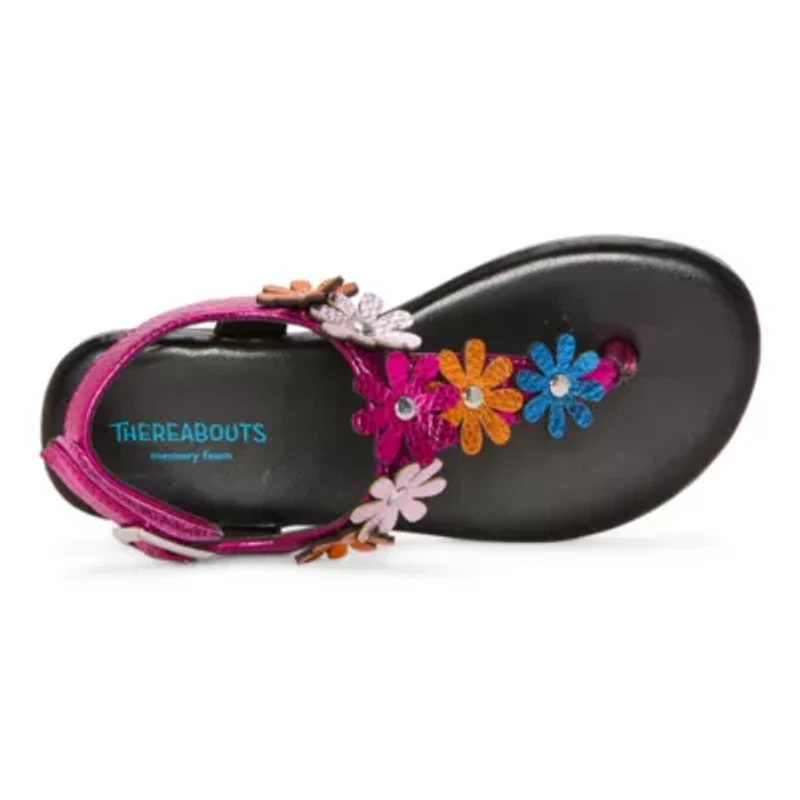 Thereabouts Little & Big Kid Girls Hazel Adjustable Strap Flat Sandals