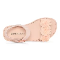 Christie & Jill Little Big Kid Girls Ava Ankle Strap Flat Sandals