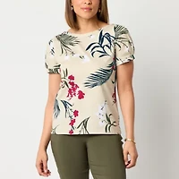 Liz Claiborne Womens Boat Neck Short Sleeve T-Shirt
