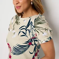 Liz Claiborne Womens Boat Neck Short Sleeve T-Shirt