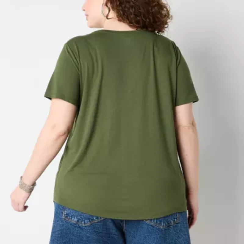 a.n.a Womens Plus Crew Neck Short Sleeve T-Shirt