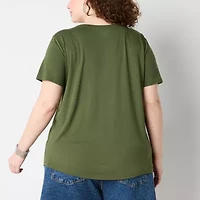 a.n.a Womens Plus Crew Neck Short Sleeve T-Shirt