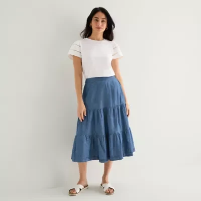 St. John's Bay Womens Tall Midi A-Line Skirt